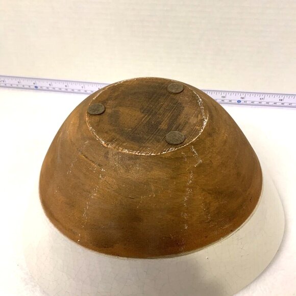 Large White & Brown Ceramic Oval Bowl Decorative Modern Natural/Rustic Decor - Picture 2 of 5